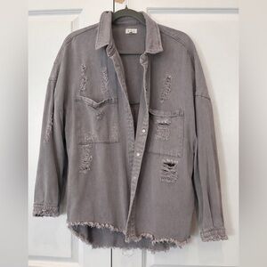 POL Gray Denim Shirt Jacket